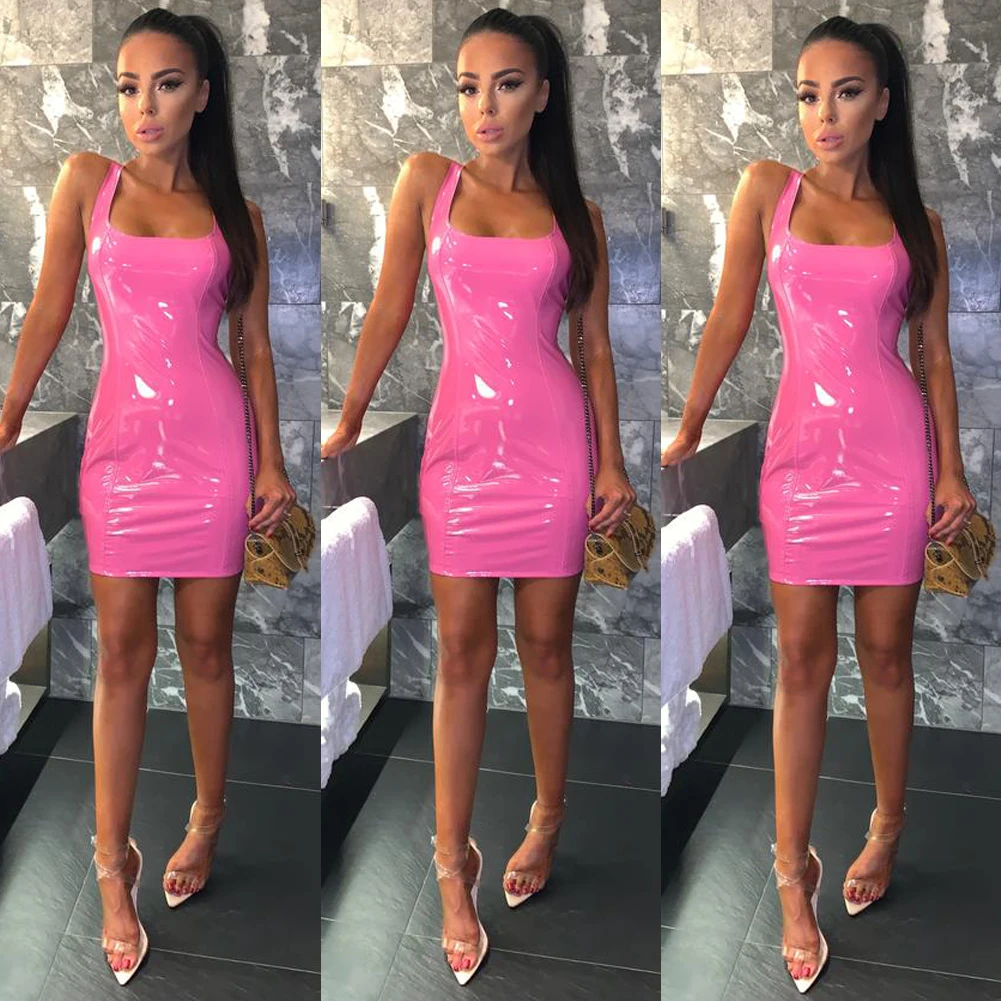 Women PU Leather Bodycon Dress Tank Short Mini Sexy Wet Look Leather Party Dress Club Wear Sexy Vestidos Robe Femme
Women PU Leather Bodycon Dress Tank Short Mini Sexy Wet Look Leather Party Dress Club Wear Sexy Vestidos Robe Femme