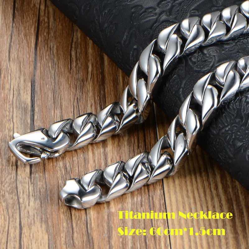 Top Quality Hip Hop Men Miami Cuban Chain Jewelry Gold steel black Thick Stainless Steel Big Chunky Hippie Rock Necklace 15mm | Украшения и