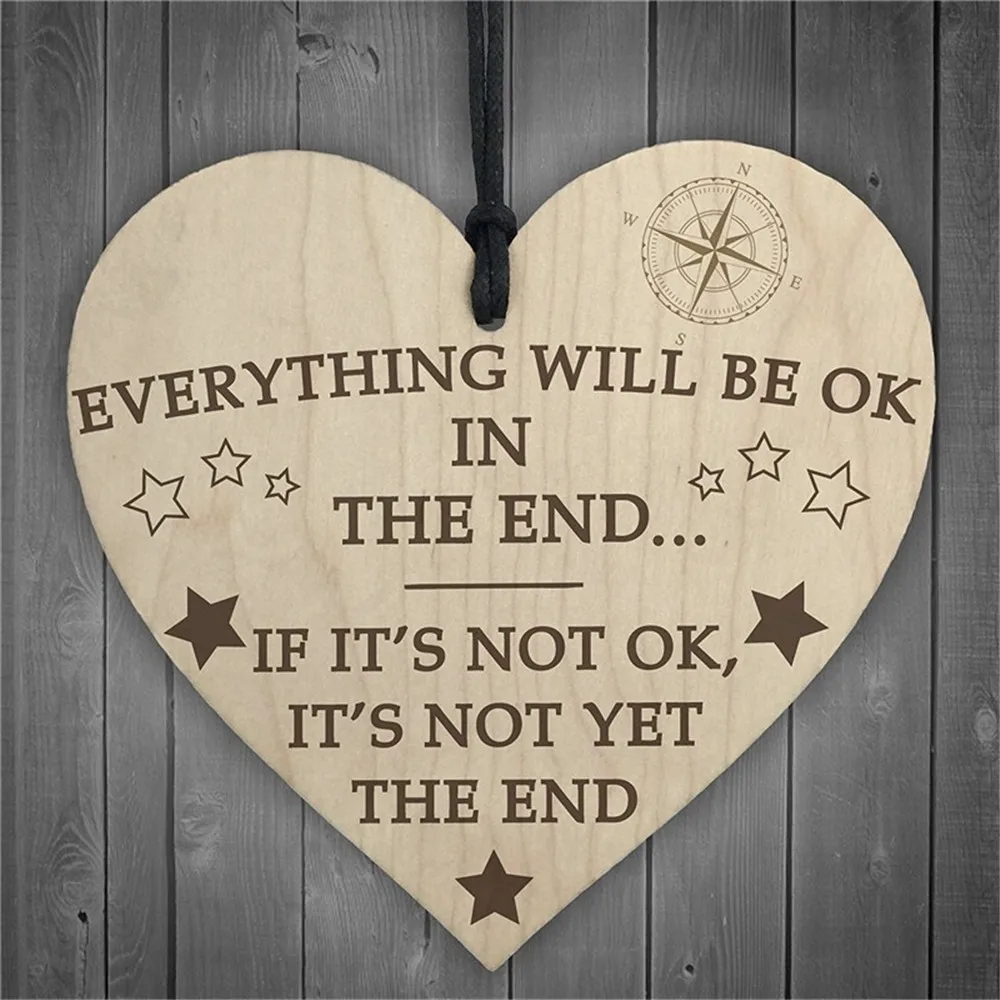 (Everything Will Be OK In The End) Wooden Heart Wood Craft plaque sign Special Christmas Home DIY Tree Decoration Small Pendant
(Everything Will Be OK In The End) Wooden Heart Wood Craft plaque sign Special Christmas Home DIY Tree Decoration Small Pendant