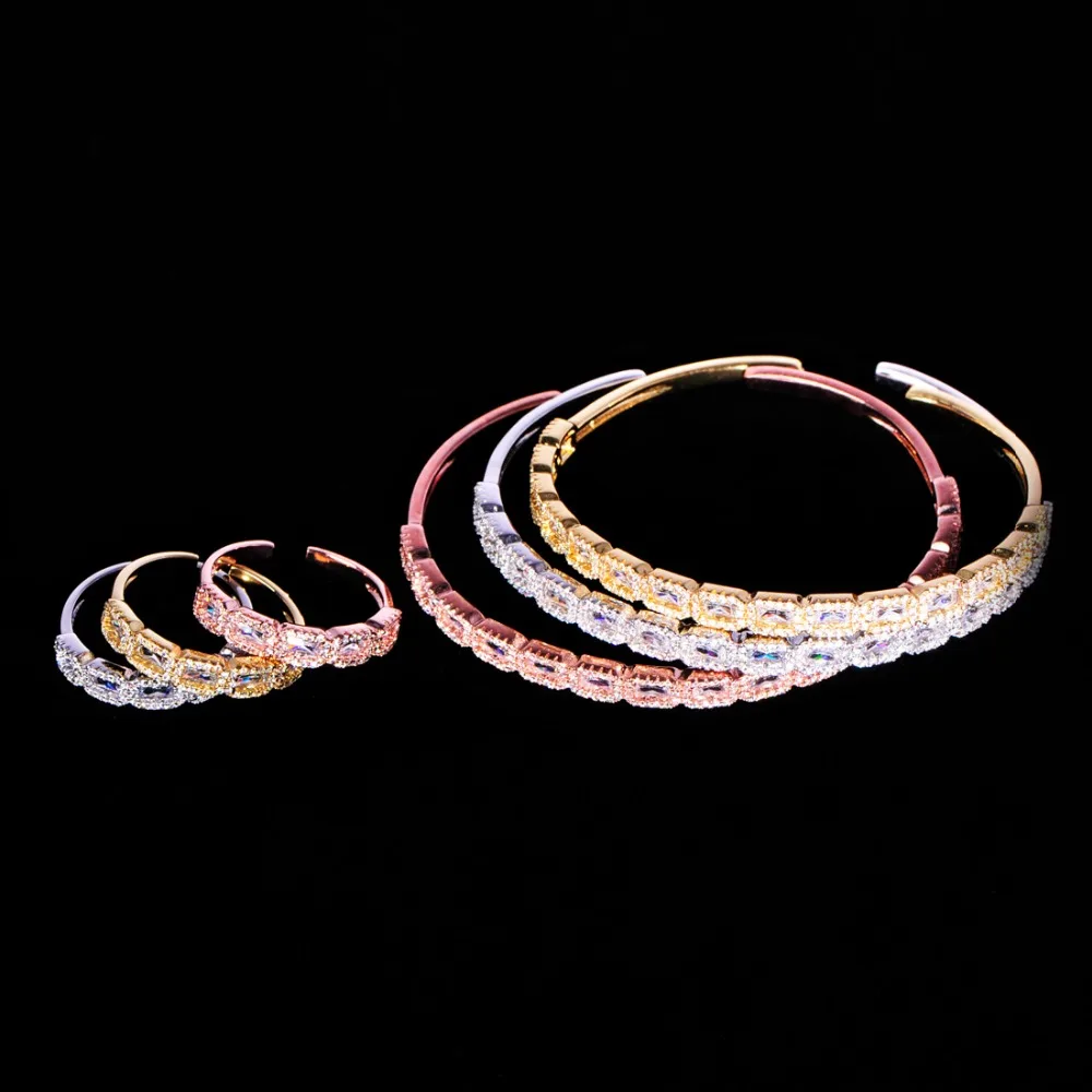 Blucome Classic Ring Bangle Sets Charm Geometric Square Jewelry Set Party Wedding Women Bride 3 Color Zircon Copper Jewelry Gift
Blucome Classic Ring Bangle Sets Charm Geometric Square Jewelry Set Party Wedding Women Bride 3 Color Zircon Copper Jewelry Gift