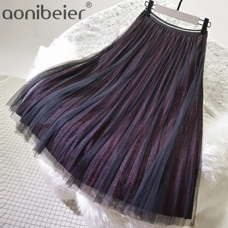 Aonibeier Elastic High Waist Women Mesh Skirts Spring Summer Fashion Tipping Detail Glitter Pleated Skirt Female Midi Skirt
Aonibeier Elastic High Waist Women Mesh Skirts Spring Summer Fashion Tipping Detail Glitter Pleated Skirt Female Midi Skirt