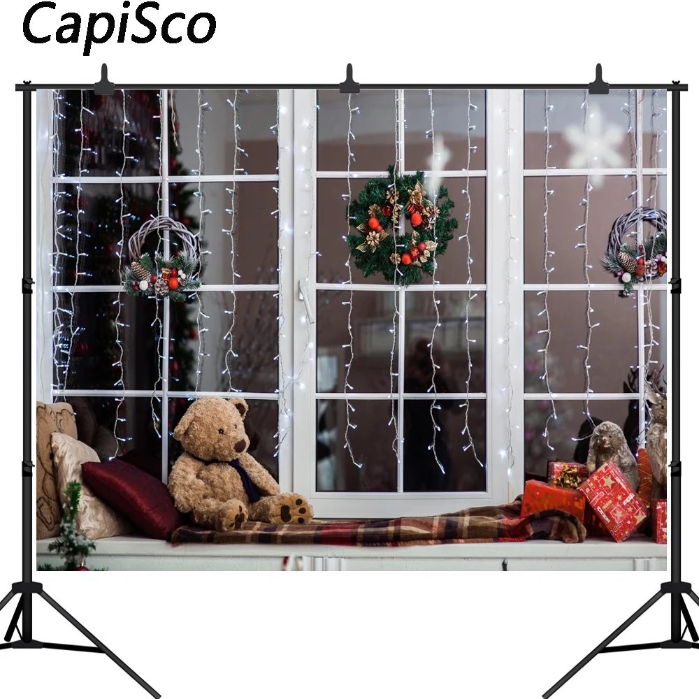 Capisco Christmas Window Teddy bear light bulb wreath Photography Backgrounds Customized Photographic Backdrops For Photo Studio
Capisco Christmas Window Teddy bear light bulb wreath Photography Backgrounds Customized Photographic Backdrops For Photo Studio
