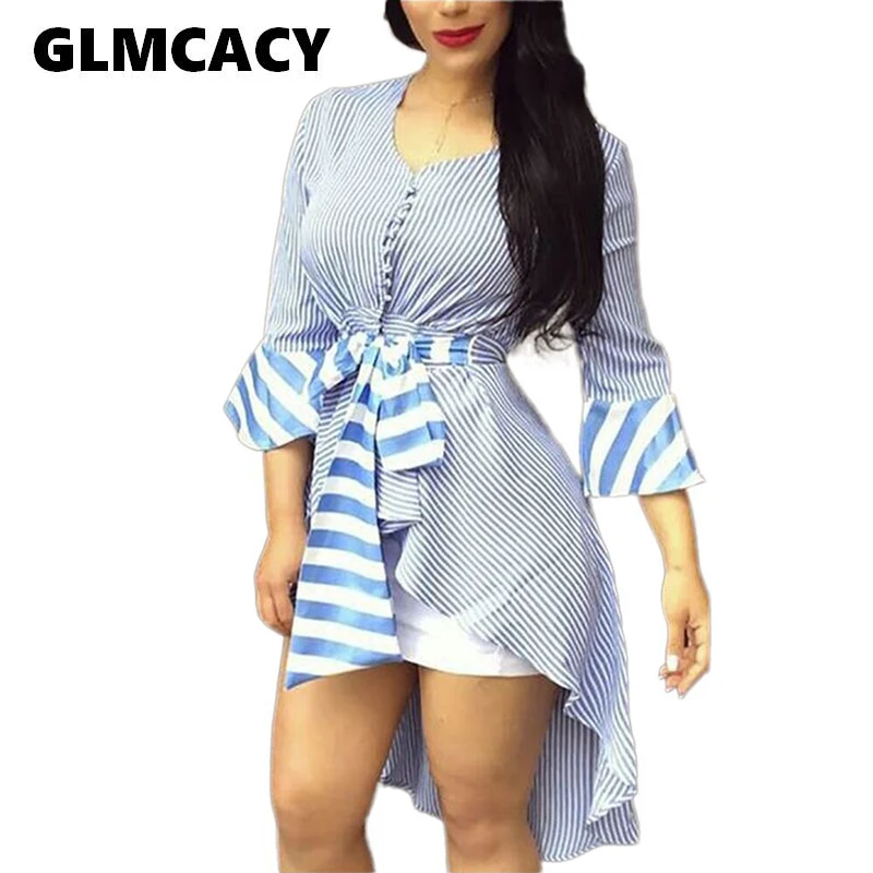 Women Spring Casual Long Shirt Workwear Formal Office V Neck Button Front Top Striped Tie Waist Dip Hem Irregular Blouses
Women Spring Casual Long Shirt Workwear Formal Office V Neck Button Front Top Striped Tie Waist Dip Hem Irregular Blouses