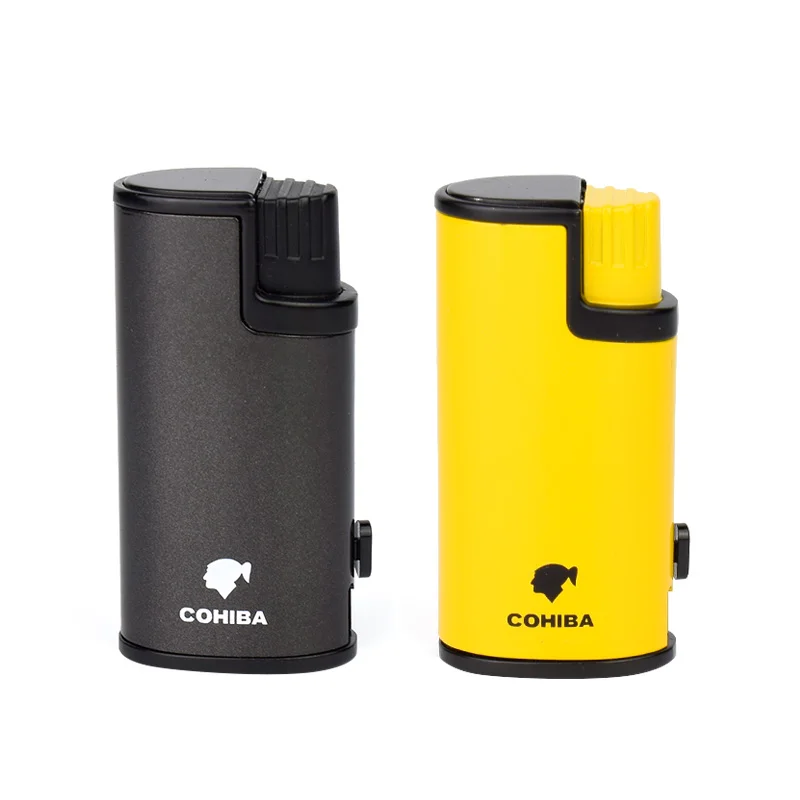 COHIBA зажигалка для сигарет Сигар Зажигалка 3 факел струйное пламя ветрозащитная с