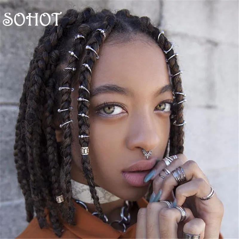 SOHOT Trendy Set DIY African Braided Women Hairwear Charming Dreadlocks Locs Gold Silver Color Opened-Ring Hairstyle Headdress
SOHOT Trendy Set DIY African Braided Women Hairwear Charming Dreadlocks Locs Gold Silver Color Opened-Ring Hairstyle Headdress