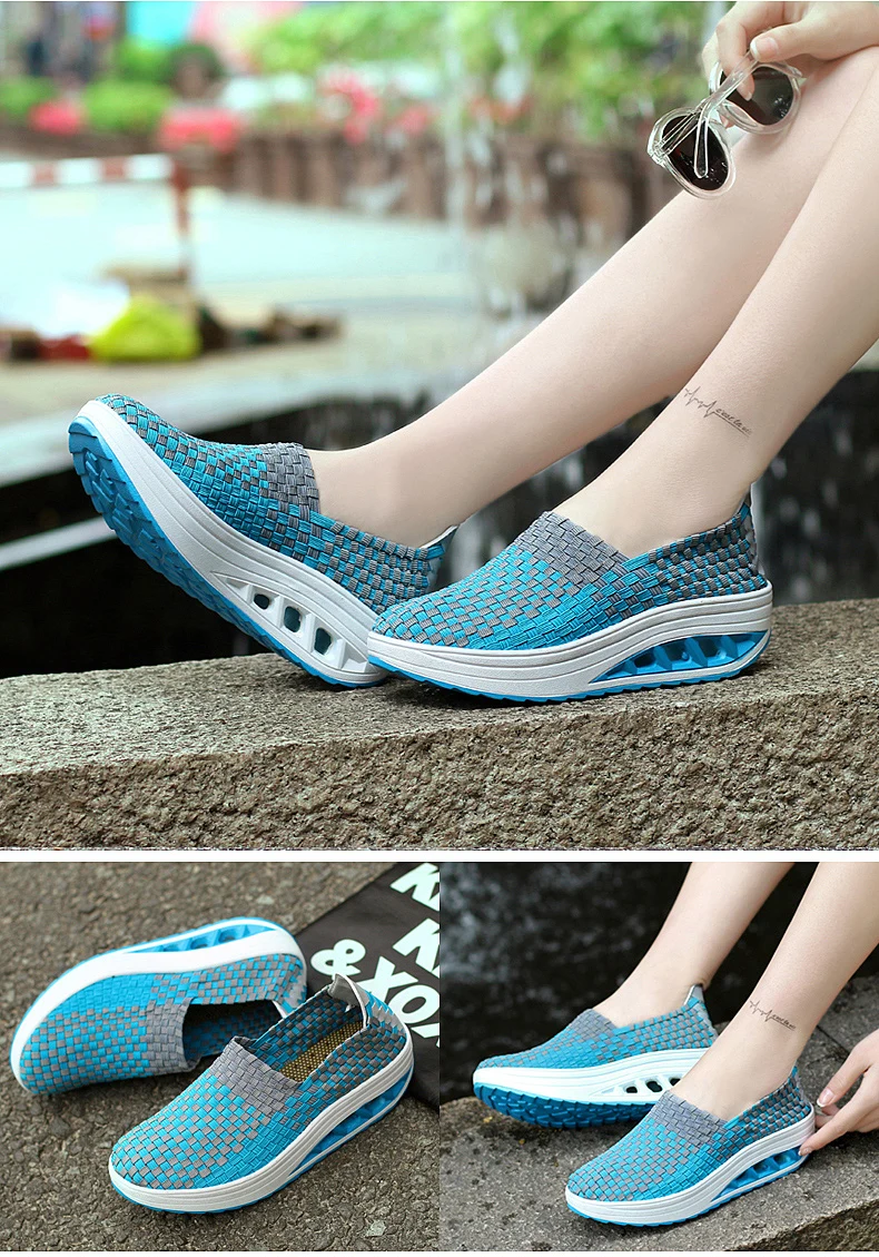 2019 Spring women sneakers flat woven shoes women platform sneakers shoes ladies wedge shoes female walking shoes (8)