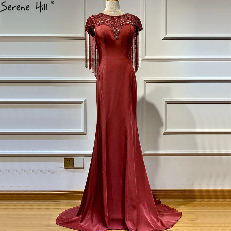Dubai Design Wine Red O-Neck Prom Dresses Beading Tassel Luxury Sleeveless Prom Gowns 2019 Serene Hill BLA60848
Dubai Design Wine Red O-Neck Prom Dresses Beading Tassel Luxury Sleeveless Prom Gowns 2019 Serene Hill BLA60848