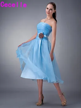 Real Images Short Tea Length blue Strapless Ruching Organza Bridesmaids Dresses Flowers Free Shipping Country Bridesmaid Robes
Real Images Short Tea Length blue Strapless Ruching Organza Bridesmaids Dresses Flowers Free Shipping Country Bridesmaid Robes