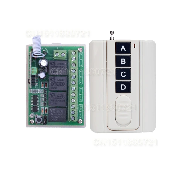 DC 12V 4CH Relay Receiver Transmitter RF Remote Control Switch Wireless Controller 315/433 Long Range Remote Switch
DC 12V 4CH Relay Receiver Transmitter RF Remote Control Switch Wireless Controller 315/433 Long Range Remote Switch