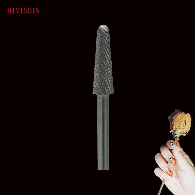 Фото HIVISOIN-1pcs-твердосплавное сверло для ногтей-конусное сверло-F (60090060) серебристое | Пилки для ногтей и буферы (32839442579)