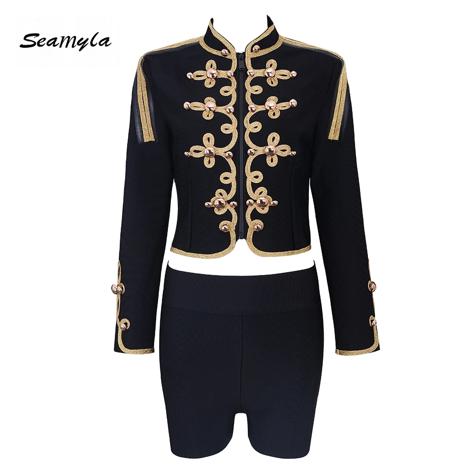 Seamyla New Summer Women Bandage Sets Tops&Pant 2 Two Pieces Set Button Celebrity Evening Party 2019 Runway Club Suits Vestidos
Seamyla New Summer Women Bandage Sets Tops&Pant 2 Two Pieces Set Button Celebrity Evening Party 2019 Runway Club Suits Vestidos