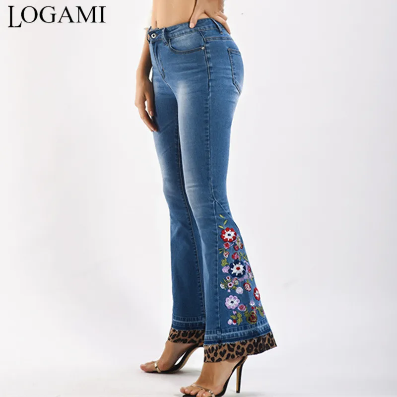 LOGAMI Leopard Patchwork Floral Embroidery Jeans Women Elastic Skinny Flare Denim Pants Woman Autumn Jeans 
LOGAMI Leopard Patchwork Floral Embroidery Jeans Women Elastic Skinny Flare Denim Pants Woman Autumn Jeans