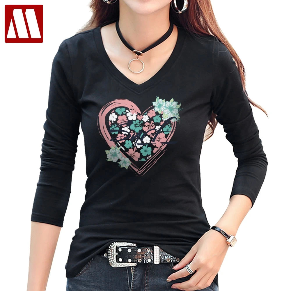 New Arrivals Women Casual Floral T-Shirt Fashion Heart Design Flower Printed t shirt Ladies Cotton Long Sleeve V Neck tee shirts
New Arrivals Women Casual Floral T-Shirt Fashion Heart Design Flower Printed t shirt Ladies Cotton Long Sleeve V Neck tee shirts