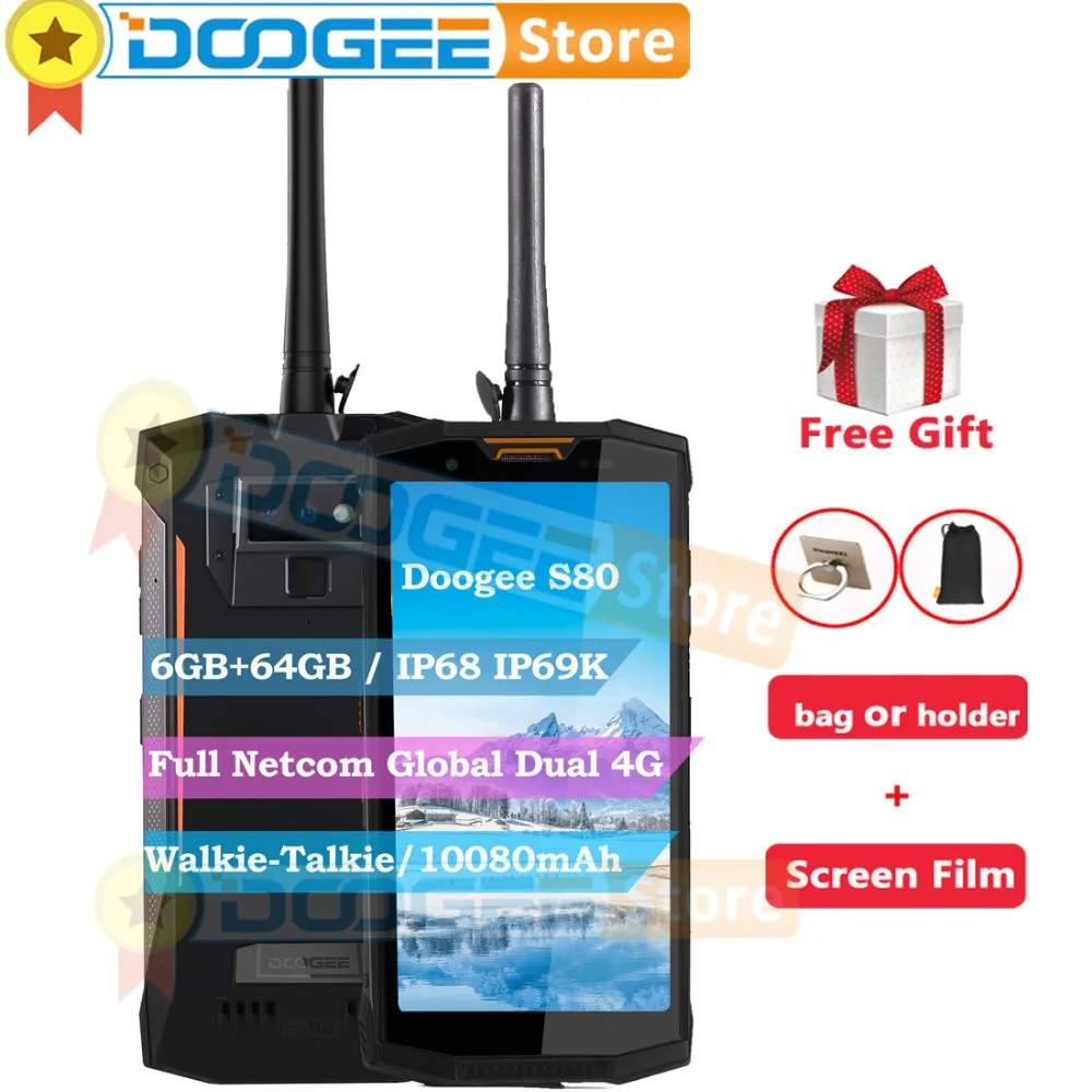 

Doogee S80 6GB 64GB Global Dual 4G Walkie-Talkie Rugged Phone Android 8.1 5.99" Helio P23 Octa Core 16MP 10080mAh Smartphone