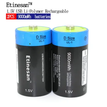 2pcs/lot Etinesan 1.5v li-polymer 9000mWh D size rechargeable D battery big capacity D type USB battery
2pcs/lot Etinesan 1.5v li-polymer 9000mWh D size rechargeable D battery big capacity D type USB battery