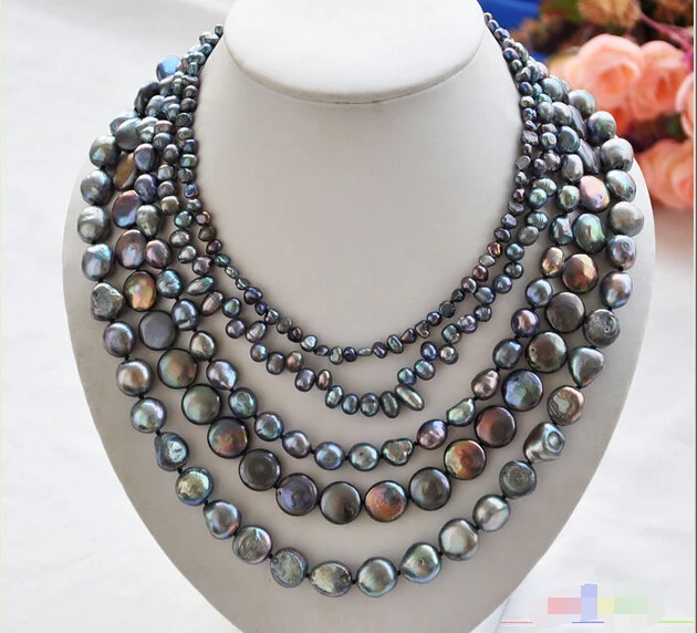 P4446 5row 20" BLACK BAROQUE COIN FRESHWATER pearl necklace ^^^@^Noble style Natural Fine jewe FREE SHIPPING
P4446 5row 20" BLACK BAROQUE COIN FRESHWATER pearl necklace ^^^@^Noble style Natural Fine jewe FREE SHIPPING