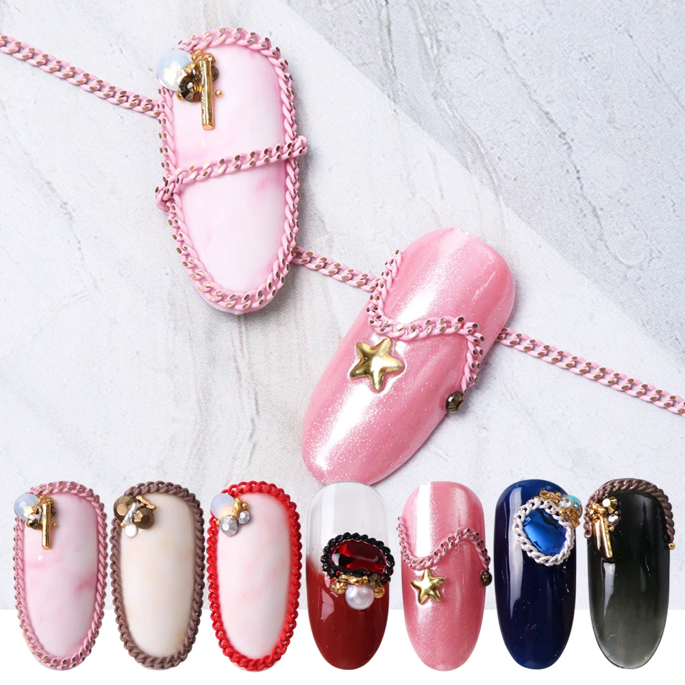 6 Color Alloy Metal Chain Nail Art Decorations Jewelry Pink White Bronze Charms Studs Chain 3D Nails Accessories Manicure LA728
6 Color Alloy Metal Chain Nail Art Decorations Jewelry Pink White Bronze Charms Studs Chain 3D Nails Accessories Manicure LA728