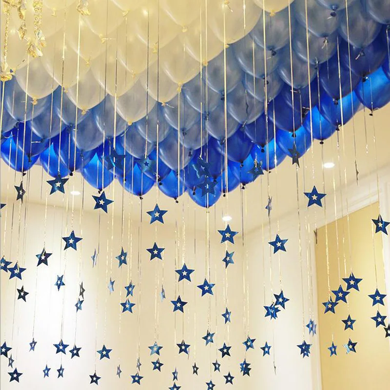 

100pcs Bling Shiny Star Paperboard Cards Balloons Pendant Ribbon Wedding Balloon Decoration Party Supplies