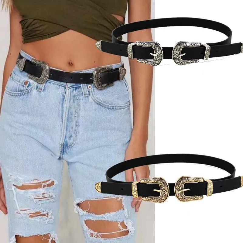 2019 Women Black Leather Waist Belt Metal Buckle Waistband Leather Double Buckle Waist Belt Waistband Belts for women female
2019 Women Black Leather Waist Belt Metal Buckle Waistband Leather Double Buckle Waist Belt Waistband Belts for women female