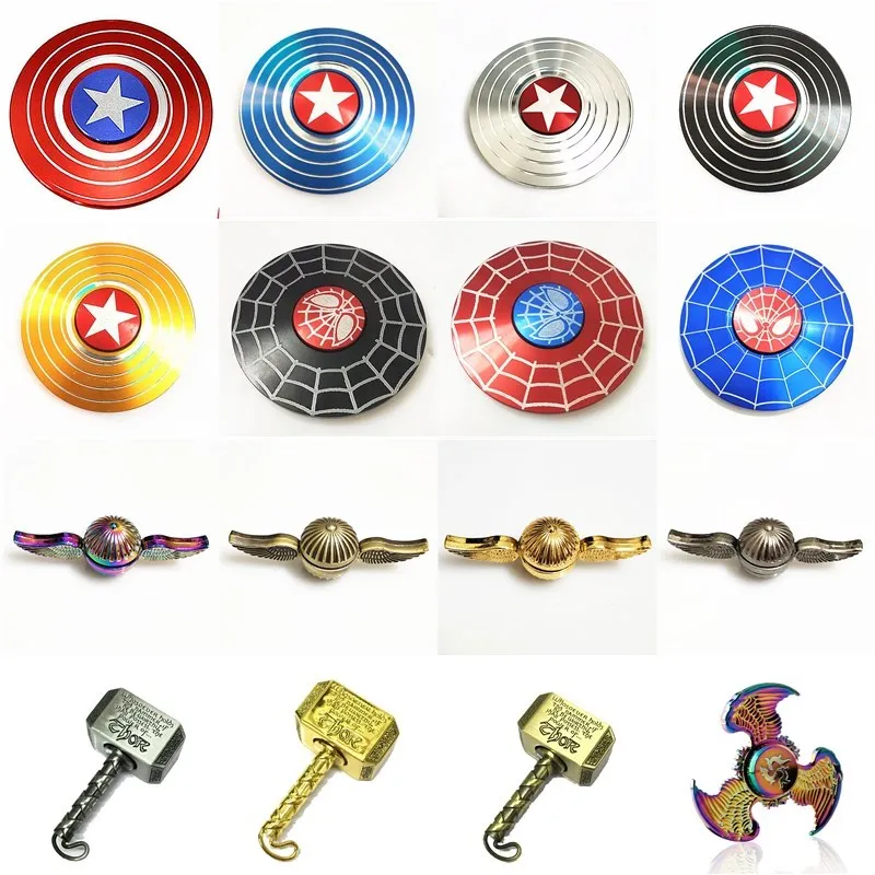 

Captain America Cupid Thor's hammer Fidget Spinner EDC Hand Spinners ADHD Kids Christmas Gifts Metal Finger Toys Spinners
