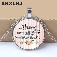 STERKE FEARLESS MOOIE Charm Hanger, gift voor Moeder, Sterke vrouw, Onverschrokken charme, Survivor, citaat charm ketting(China)