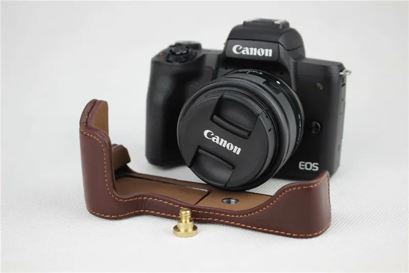 Café Cámara Réflex Digital Funda De Cuer Media montaje inferior para Canon EOS M50