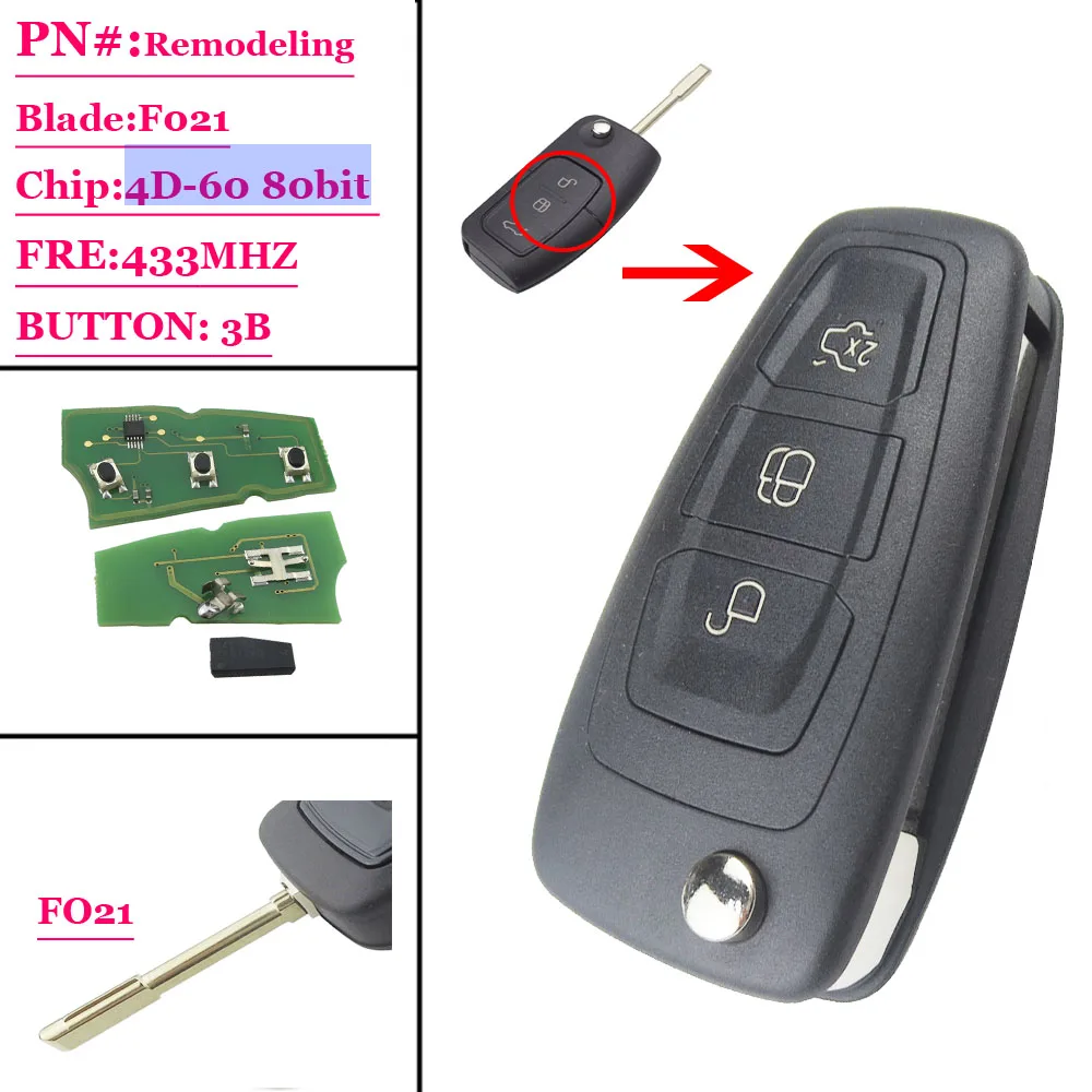 1pcs )4D60 Chip Car Remote Key Flip Folding Suit For Ford Focus Mk1 Mondeo Transit Connect Uncut FO21 Blade 3 Button 433M
1pcs )4D60 Chip Car Remote Key Flip Folding Suit For Ford Focus Mk1 Mondeo Transit Connect Uncut FO21 Blade 3 Button 433M