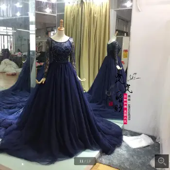Navy blue fashion ball gown 2016 long sleeve real picture wedding dress chapel train scoop neck stylish bridal gowns on sale
Navy blue fashion ball gown 2016 long sleeve real picture wedding dress chapel train scoop neck stylish bridal gowns on sale