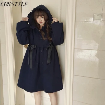 New 2018 Winter Women's English-style Overcoat Sweet Girls Loose Hooded Coat Plus Velvet Thicken Woolen Coat Warm Lolita Outwear
New 2018 Winter Women's English-style Overcoat Sweet Girls Loose Hooded Coat Plus Velvet Thicken Woolen Coat Warm Lolita Outwear