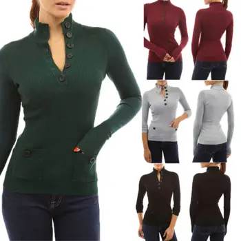 HIRIGIN Newest Women Long Sleeve Knitted Cotton Sweater Winter Autumn Casual Outwear Lady pop Button Tops
HIRIGIN Newest Women Long Sleeve Knitted Cotton Sweater Winter Autumn Casual Outwear Lady pop Button Tops
