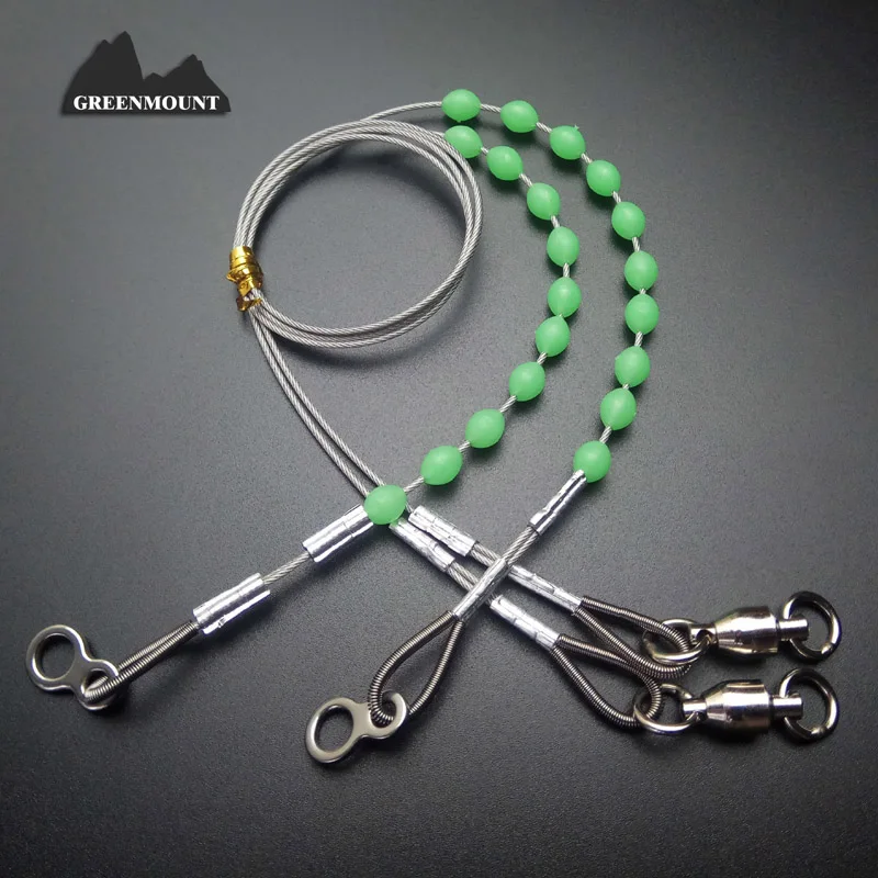 2PCS/lot 120lb fishing leader wire jigging line 7x7strands Trace with Coating/glow soft beans /ball bearing swivel /eight loop
2PCS/lot 120lb fishing leader wire jigging line 7x7strands Trace with Coating/glow soft beans /ball bearing swivel /eight loop