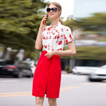 New Fashion High Quality Party Workplace Sexy Print Chiffon Shirt Pencil Red Half Skirt Girls Vintage Elegant Chic Women'S Sets
New Fashion High Quality Party Workplace Sexy Print Chiffon Shirt Pencil Red Half Skirt Girls Vintage Elegant Chic Women'S Sets