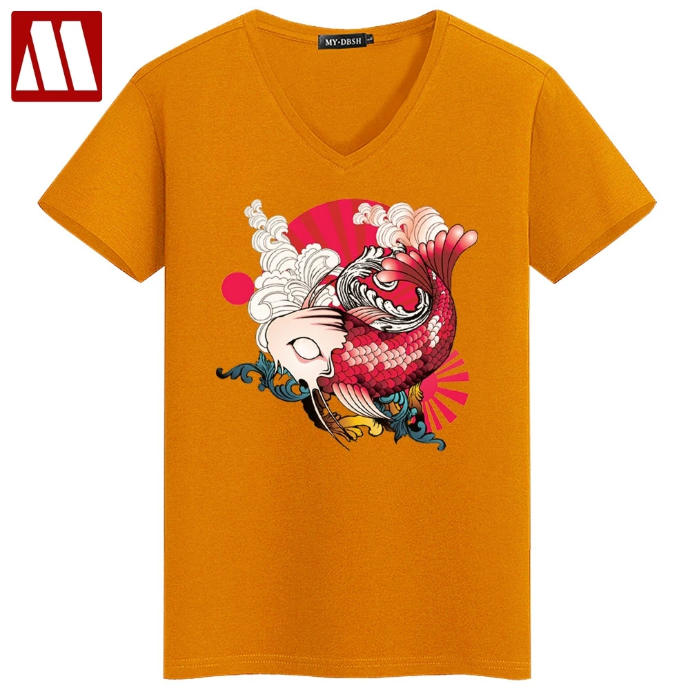 2019 Summer Short Sleeve Mens T-Shirts Chinese Style Carp Waves Tide Printed Man's T-shirt Cotton V Neck Casual Male Tops Tees
2019 Summer Short Sleeve Mens T-Shirts Chinese Style Carp Waves Tide Printed Man's T-shirt Cotton V Neck Casual Male Tops Tees