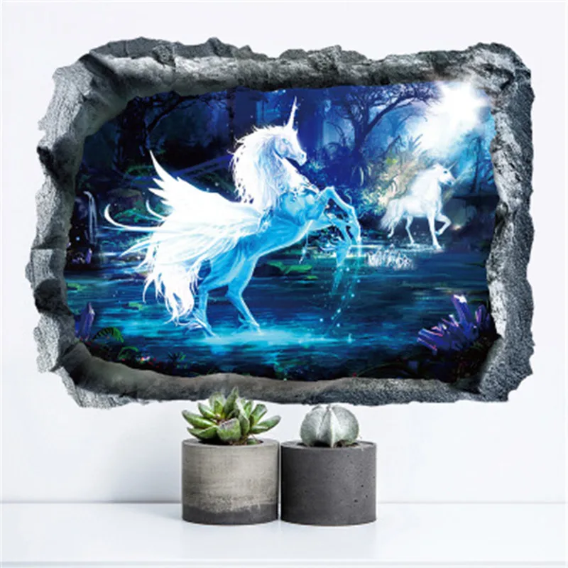 Vivid Hole View Unicorn White Horse 3D Wall Stickers For Kids Living Room Bedroom Art Wall Decal Poster Sofa Wall Decoration
Vivid Hole View Unicorn White Horse 3D Wall Stickers For Kids Living Room Bedroom Art Wall Decal Poster Sofa Wall Decoration