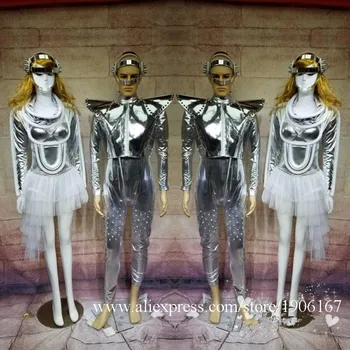 Fashion Space Show Future Warrior Silver Party Clothes Catwalk Model Show Nightclub Bar Dance Team Event Suit Costume Headwear
Fashion Space Show Future Warrior Silver Party Clothes Catwalk Model Show Nightclub Bar Dance Team Event Suit Costume Headwear