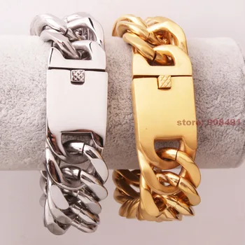 Mens Cool Hip Hop Jewelry Fashion Silver Gold Stainless Steel Wide Curb Chain Heavy Bracelet
Mens Cool Hip Hop Jewelry Fashion Silver Gold Stainless Steel Wide Curb Chain Heavy Bracelet