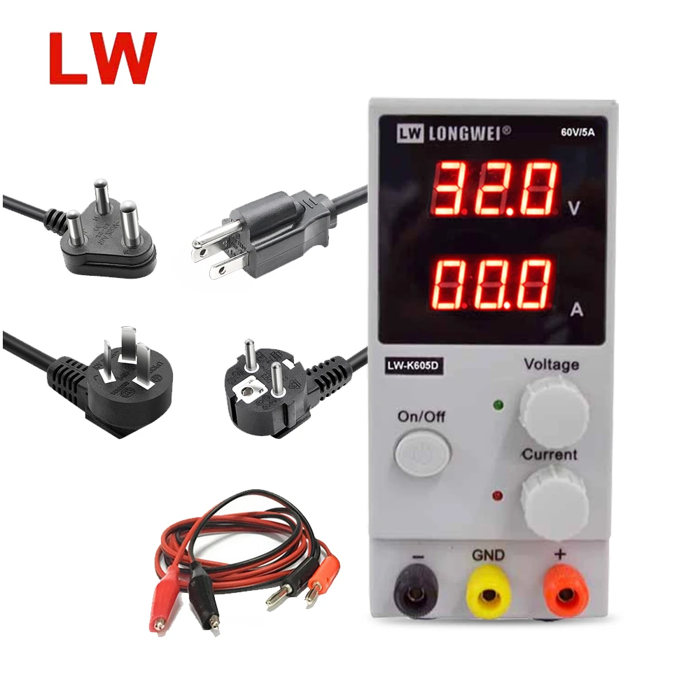 LW-K605D 5A Mini Adjustable Digital DC Power Supply Laboratory Switching Voltage Regulation Power Supply 110V 220V EU/US/AU Plug
LW-K605D 5A Mini Adjustable Digital DC Power Supply Laboratory Switching Voltage Regulation Power Supply 110V 220V EU/US/AU Plug