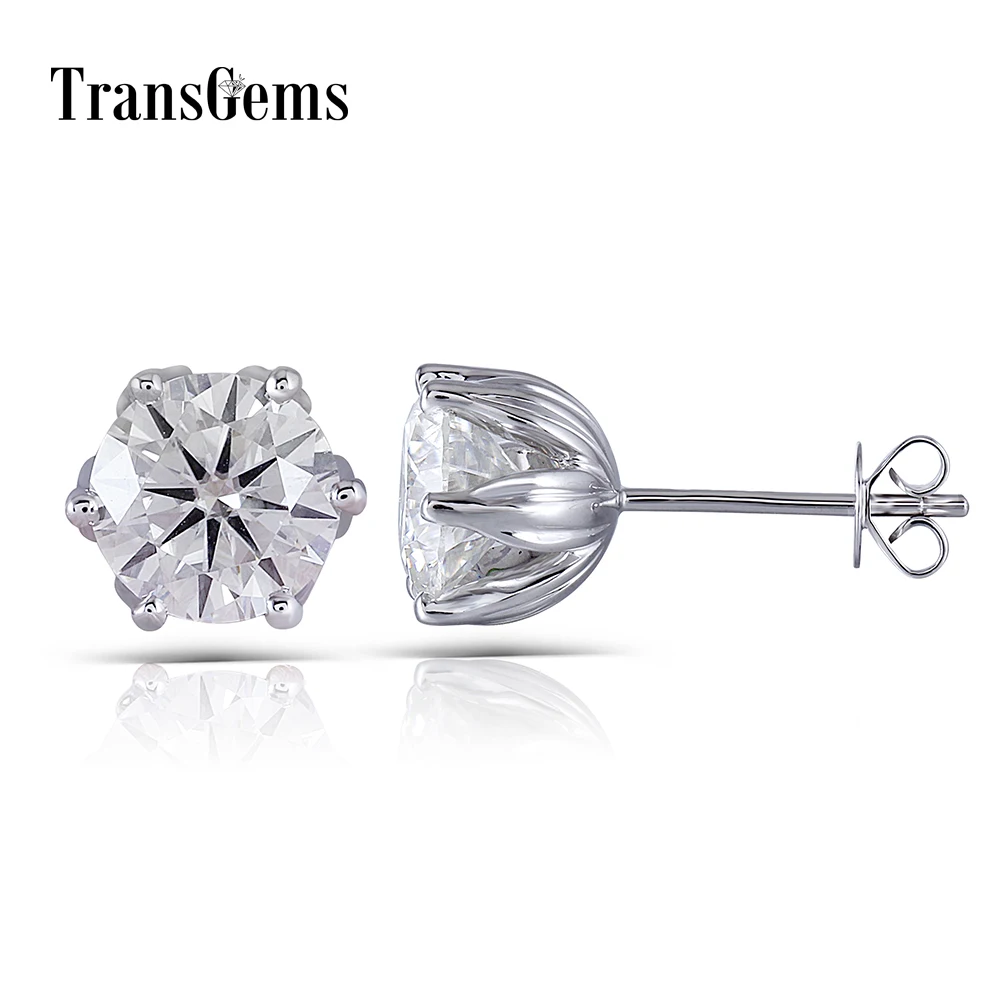 Transgems Flower Shaped Solid 14K 585 White Gold 4CTW 8mm FG Color Clear Moissanite Stud Earring Push Back for Women Wedding
Transgems Flower Shaped Solid 14K 585 White Gold 4CTW 8mm FG Color Clear Moissanite Stud Earring Push Back for Women Wedding