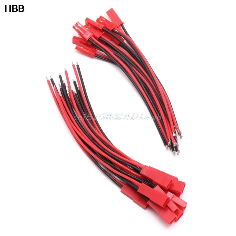 

10 Pairs 100mm 150mm 200mm JST Connector Plug Cable Line Male+Female For RC BEC Lipo Battery