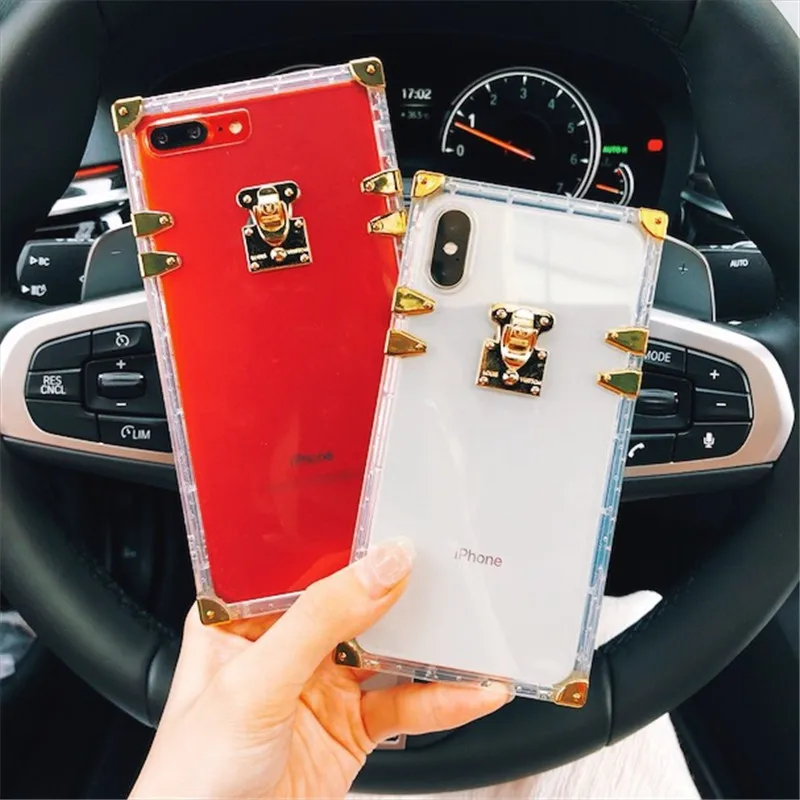 Luxury brand clear phone case for iphone XS Max XR X 7 8 plus 6 6s Plus metal square design soft silicone Mobile phone cover
Luxury brand clear phone case for iphone XS Max XR X 7 8 plus 6 6s Plus metal square design soft silicone Mobile phone cover