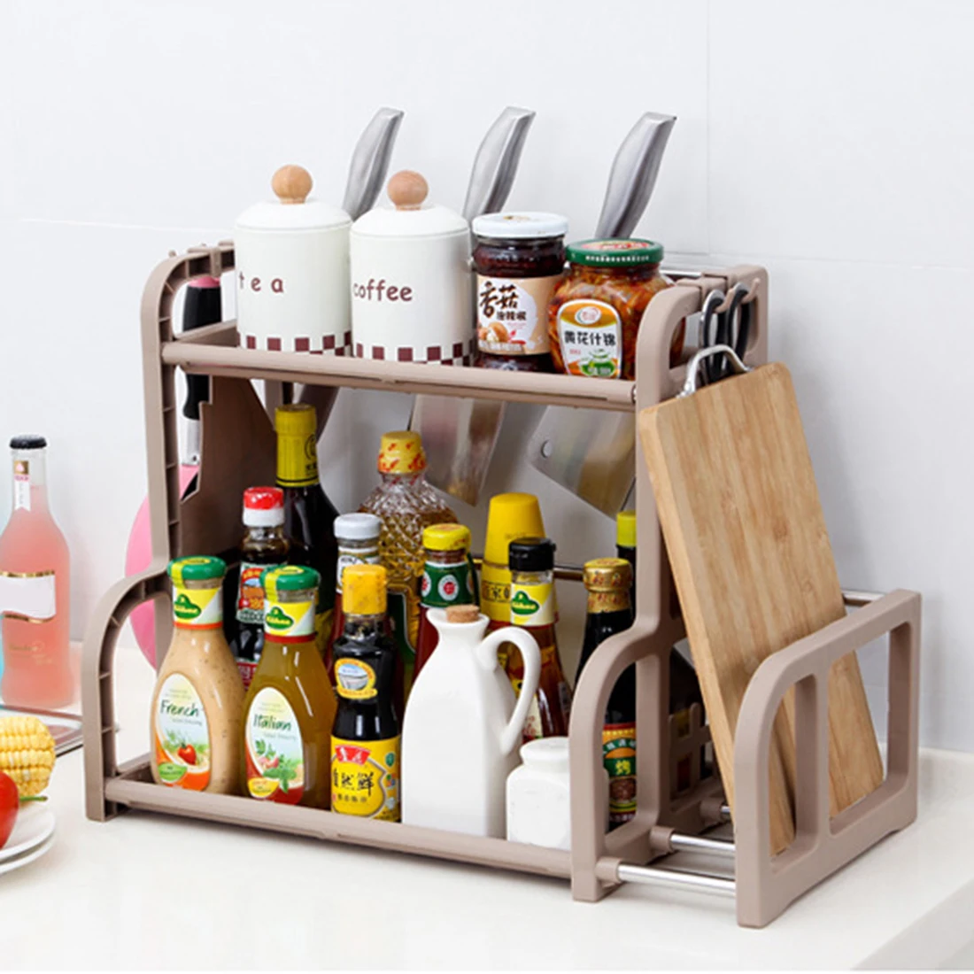 2-Layer Multifunction Kitchen Storage Rack Seasoning Rack Kitchen Storage Shelves - Coffee
2-Layer Multifunction Kitchen Storage Rack Seasoning Rack Kitchen Storage Shelves - Coffee