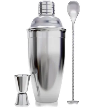 3PCS/PACK Cocktail Shaker Bar Set Accessories Martini Kit with Measuring Jigger and Mixing Spoon Stainless Steel Tool 
3PCS/PACK Cocktail Shaker Bar Set Accessories Martini Kit with Measuring Jigger and Mixing Spoon Stainless Steel Tool