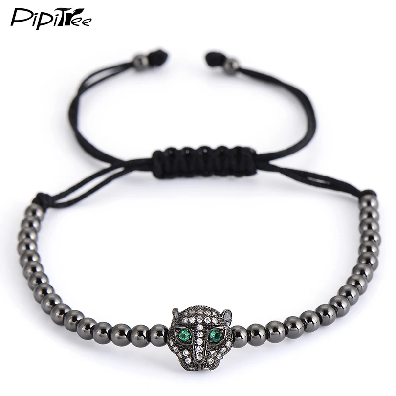 Pipitree Charm Macrame Jewelry CZ Loin Head Bracelet For Men Luxury Gold Color 4mm Copper Beads Braided Bracelets & Bangles
Pipitree Charm Macrame Jewelry CZ Loin Head Bracelet For Men Luxury Gold Color 4mm Copper Beads Braided Bracelets & Bangles