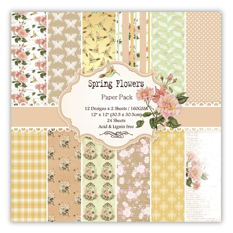 DIY Scrapbooking Kit 12" 24 Sheet Spring Bloom Flowers Papers Pack Pattern Decorative Scrap Paper Printed Background Craft Paper
DIY Scrapbooking Kit 12" 24 Sheet Spring Bloom Flowers Papers Pack Pattern Decorative Scrap Paper Printed Background Craft Paper