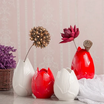 Ceramic Lotus vase red white Ceramic vases Tabletop porcelain flower vase wedding home decoration accessories modern
Ceramic Lotus vase red white Ceramic vases Tabletop porcelain flower vase wedding home decoration accessories modern
