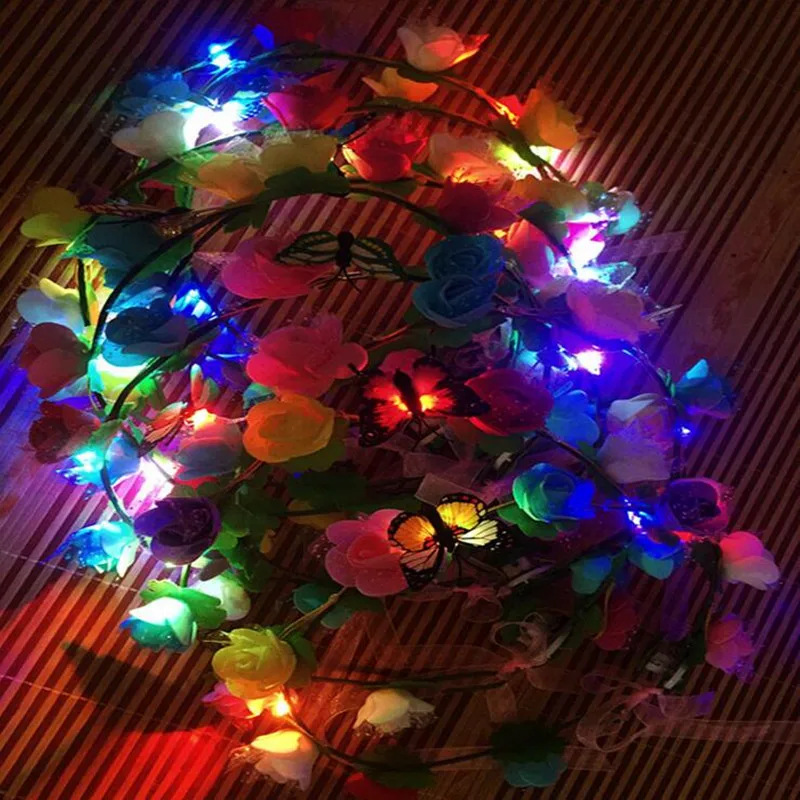 Colorful LED Flashing Butterfly Flowers Headband Garland Artificial Wreath Glow Headwear Wedding Party Hair Halloween
Colorful LED Flashing Butterfly Flowers Headband Garland Artificial Wreath Glow Headwear Wedding Party Hair Halloween