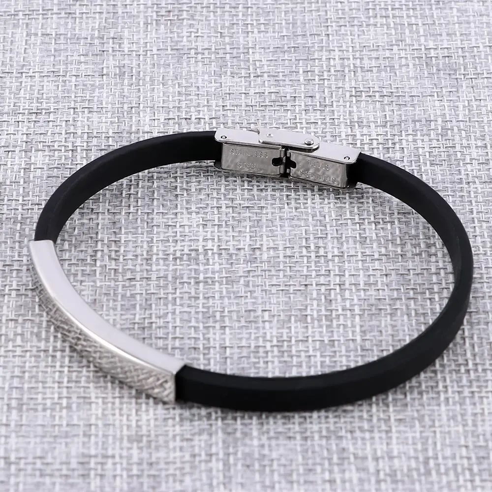 Personalized Sports Street Wristband Bangle Gifts Neutral Boutique Silicone Bracelet Jewelry Titanium Steel Bracelet spdc15a60
Personalized Sports Street Wristband Bangle Gifts Neutral Boutique Silicone Bracelet Jewelry Titanium Steel Bracelet spdc15a60
