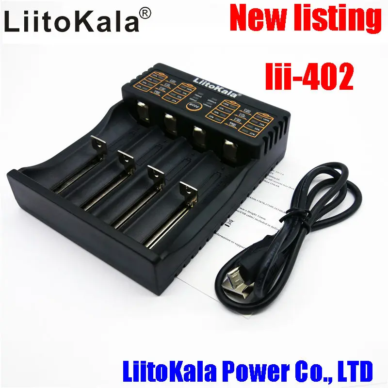 

Liitokala new listing lii-402 18650 26650 lithium battery charger four slot intelligent Ni MH charging USB mobile power supply