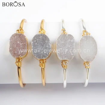 BOROSA 5PCS Gold/Silver Color Natural Agates Druzy Bangle Oval Natural Drusy Bracelet Jewelry G1708
BOROSA 5PCS Gold/Silver Color Natural Agates Druzy Bangle Oval Natural Drusy Bracelet Jewelry G1708