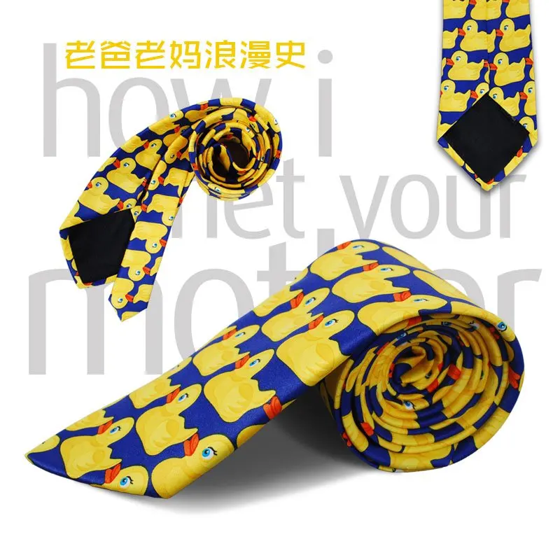 Фото 8 см желтый Rubber Duck Fshion галстук для Для мужчин Горячая ТВ показать мультфильм corbatas